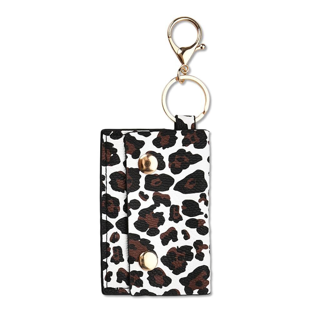 2301 Card Holder Keychain Wallet Leather Card Case With Keychain Leopard